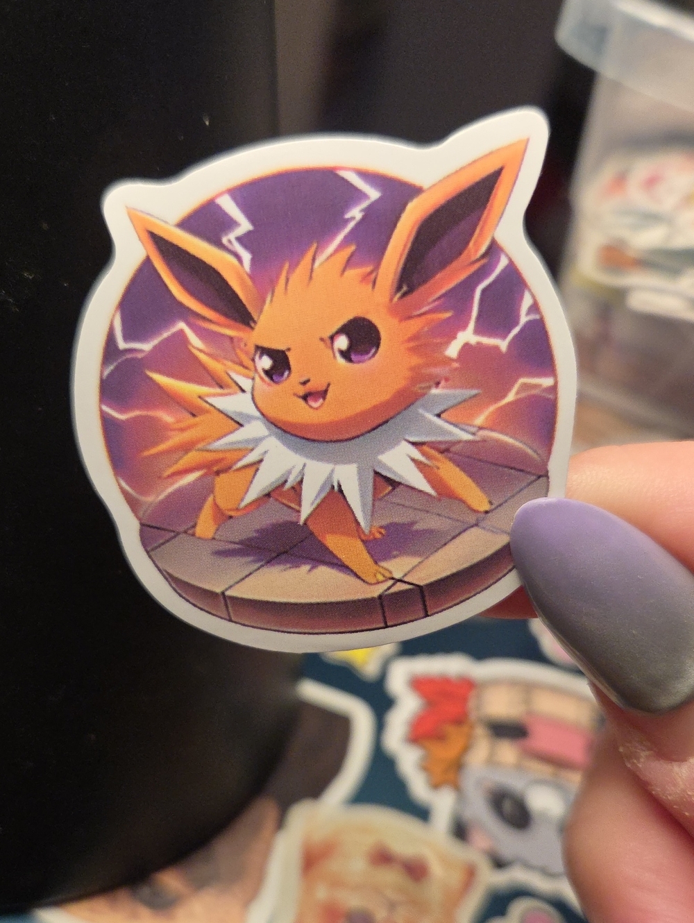 Purple and Orange Jolteon Sticker – Decorative Vinyl Decal